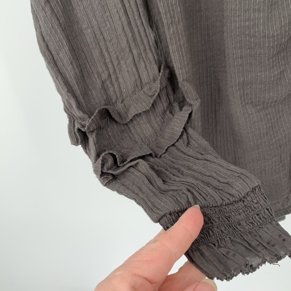 Faherty Dark Gray Button-Down Blouse - image 4